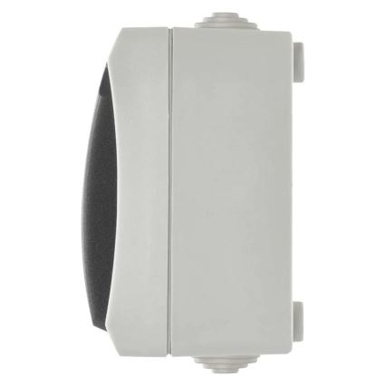 Spínač domový striedavý č. 6 so zásuvkou 250V/16A IP44 šedá