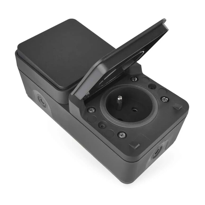 Spínač domový striedavý so zásuvkou 250V/16A IP55