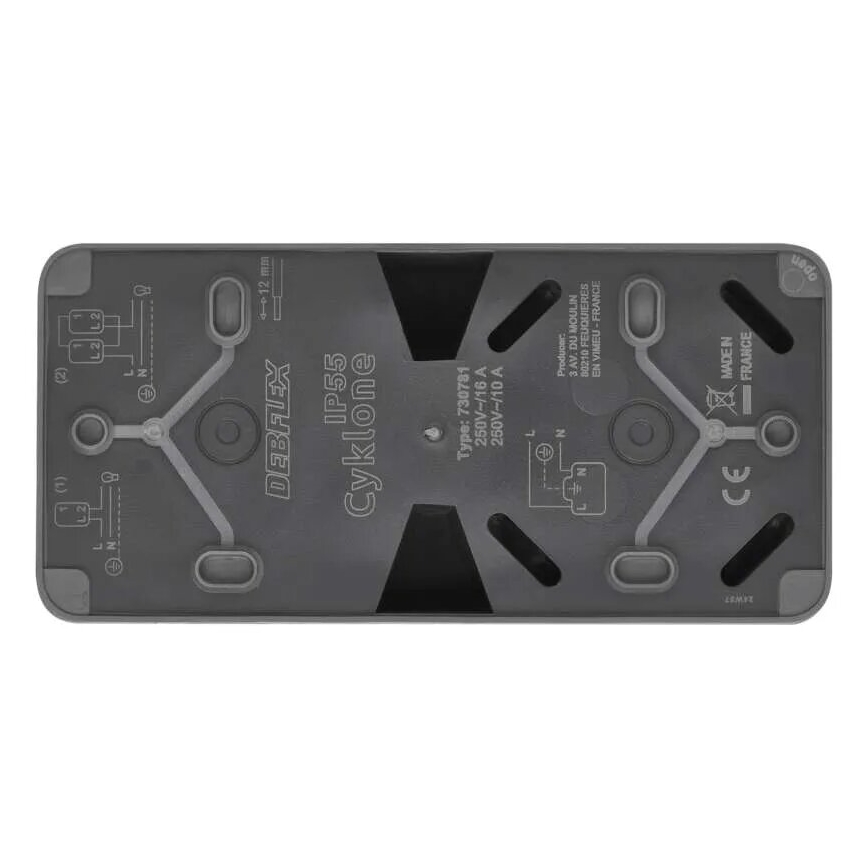 Spínač domový striedavý so zásuvkou 250V/16A IP55