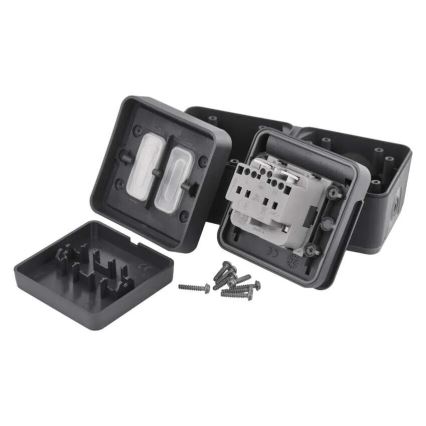 Spínač domový striedavý so zásuvkou 250V/16A IP55