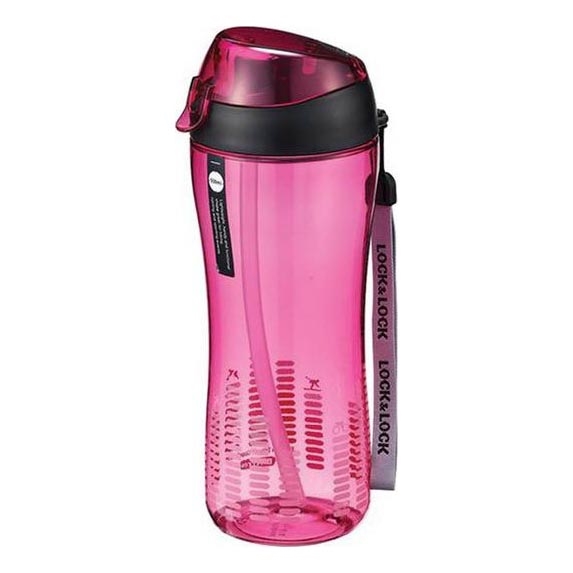 Športová fľaška so slamkou 550 ml ružová