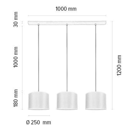 Luster na lanku BENITA 3xE27/40W/230V biela/dub – FSC certifikované