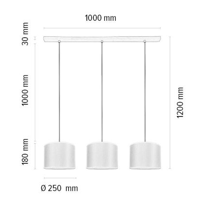 Luster na lanku BENITA 3xE27/40W/230V hnedá/dub – FSC certifikované