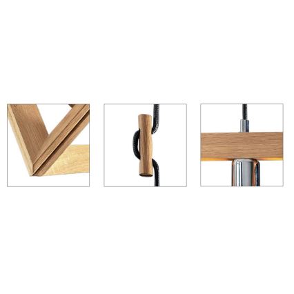 Závesný luster na lanku TRIGONON 1xE27/60W/230V matný dub