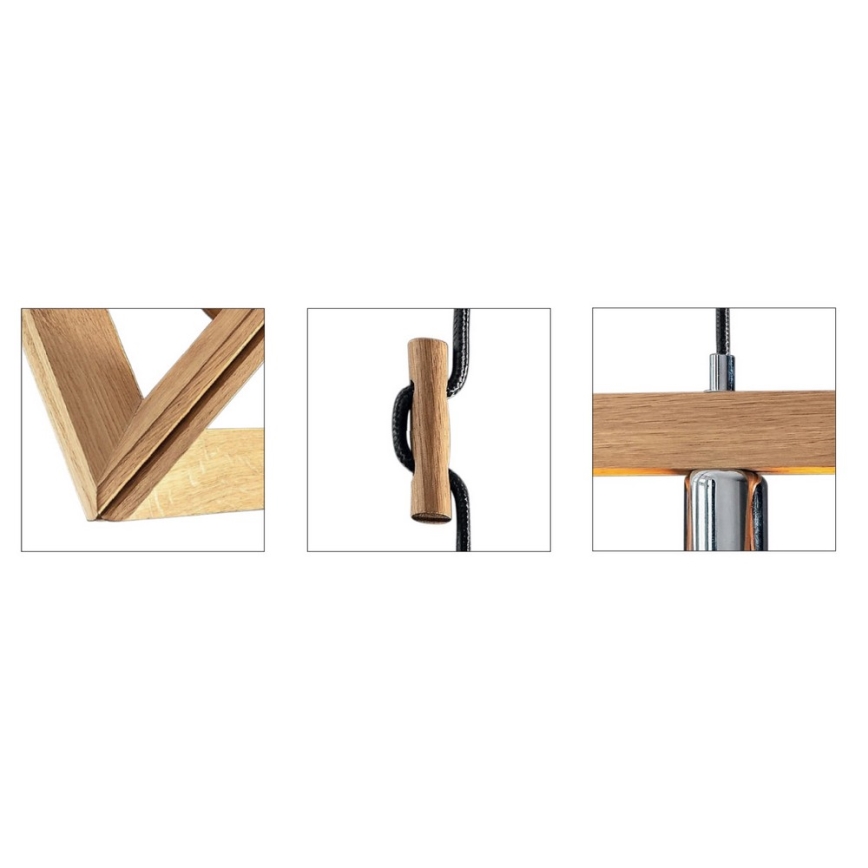 Závesný luster na lanku TRIGONON 1xE27/60W/230V matný dub