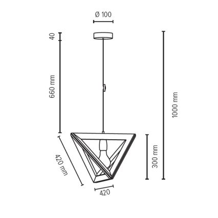 Luster na lanku TRIGONON 1xE27/60W/230V buk – FSC certifikované