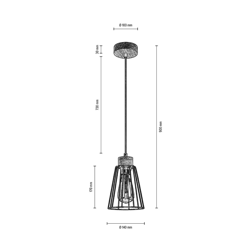 Spot-Light - Luster na lanku ORAZIO 1xE27/60W/230V dub