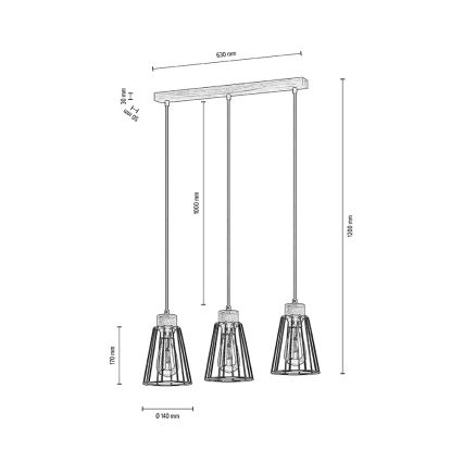 Spot-Light - Luster na lanku ORAZIO 3xE27/60W/230V dub – FSC certifikované