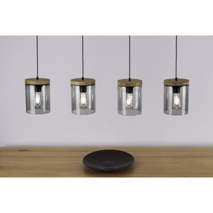 Luster na lanku MONSUN 1xE27/60W/230V borovica – FSC certifikované
