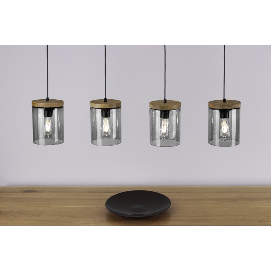 Luster na lanku MONSUN 1xE27/60W/230V borovica – FSC certifikované