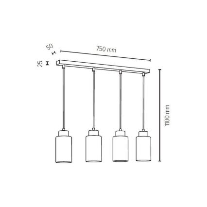 Luster na lanku BOSCO 4xE27/60W/230V – FSC certifikované