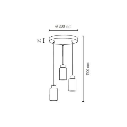 Luster na lanku BOSCO 3xE27/60W/230V – FSC certifikované