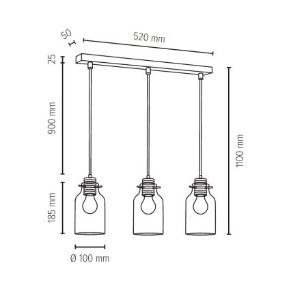 Luster na lanku ALESSANDRO 3xE27/60W/230V