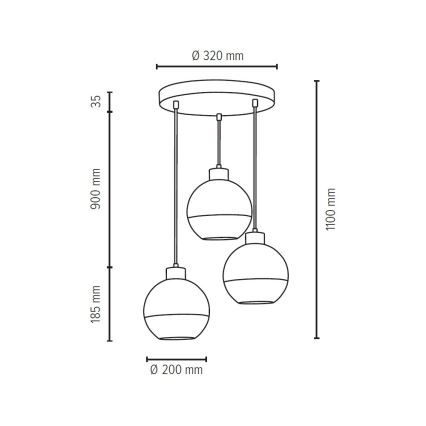 Luster na lanku FRESH 3xE27/60W/230V