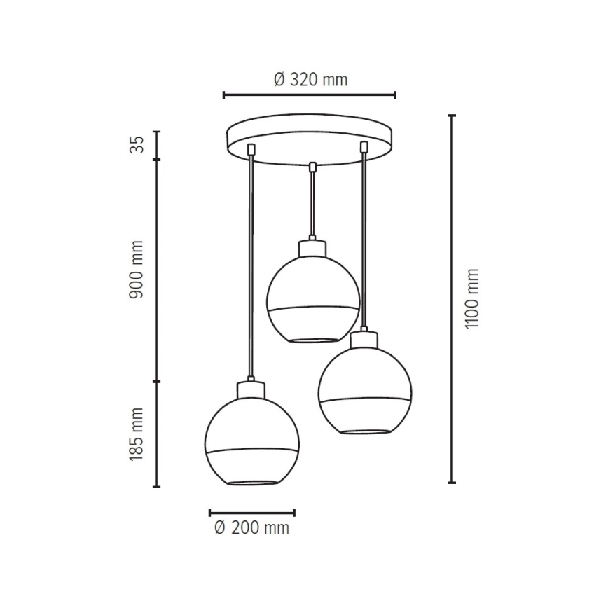 Luster na lanku FRESH 3xE27/60W/230V