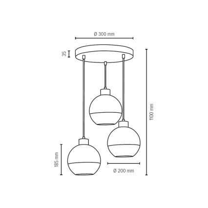Luster na lanku LINEA 3xE27/60W/230V dub