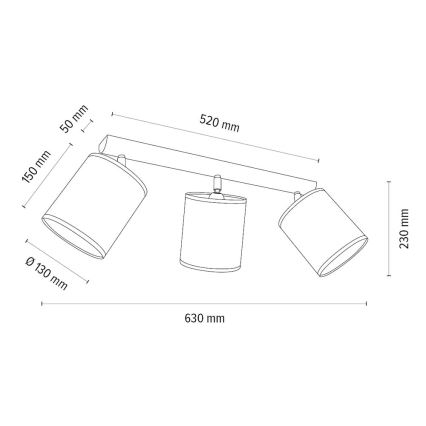 Bodové svietidlo BENITA 3xE27/25W/230V krémová/dub – FSC certifikované