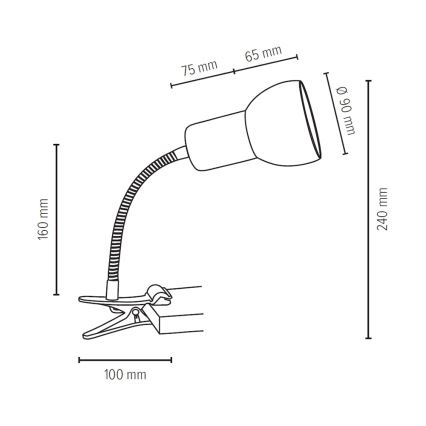 Flexibilná lampa so svorkou SVENDA 1xE27/60W/230V dub/sivá