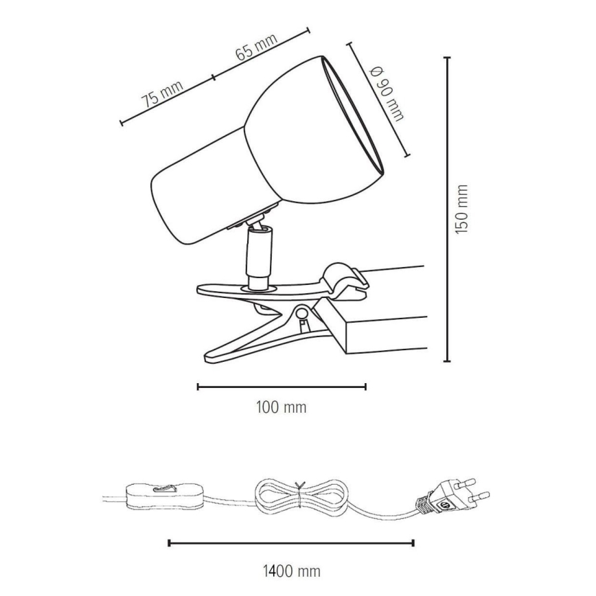 Lampa s klipom SVENDA 1xE27/60W/230V dub – FSC certifikované