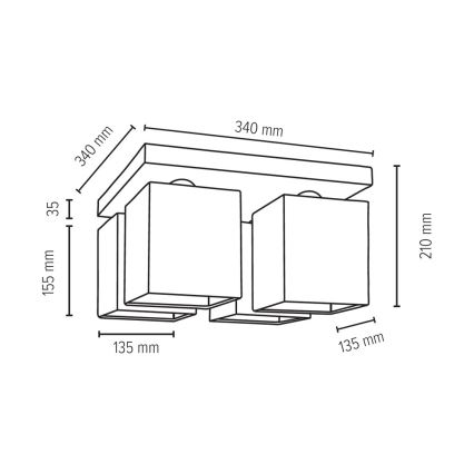 Stropné svietidlo GREAT 4xE27/25W/230V betón – FSC certifikované