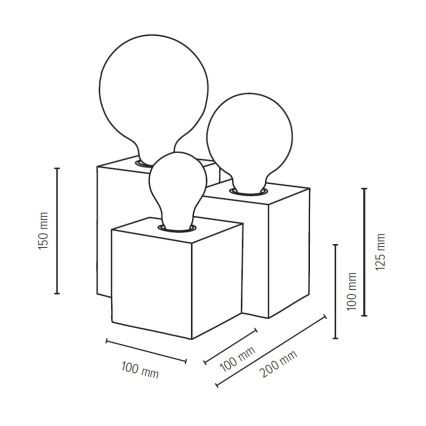 Stolná lampa VINCENT 3xE27/15W/230V breza – FSC certifikované