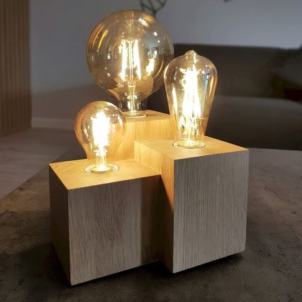 Stolná lampa VINCENT 3xE27/15W/230V dub