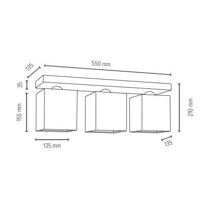 Stropné svietidlo INGER 3xE27/25W/230V dub – FSC certifikované