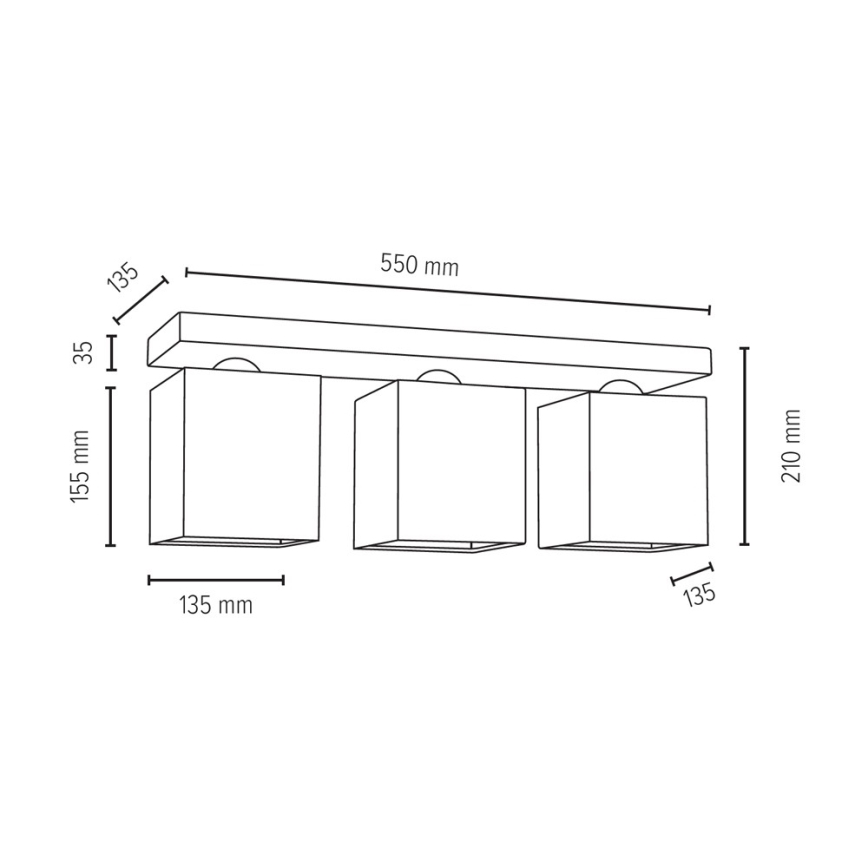 Stropné svietidlo INGER 3xE27/25W/230V dub – FSC certifikované