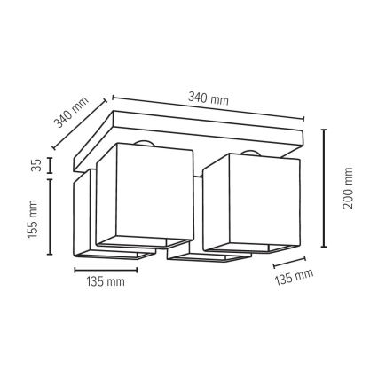 Stropné svietidlo INGER 4xE27/25W/230V dub – FSC certifikované