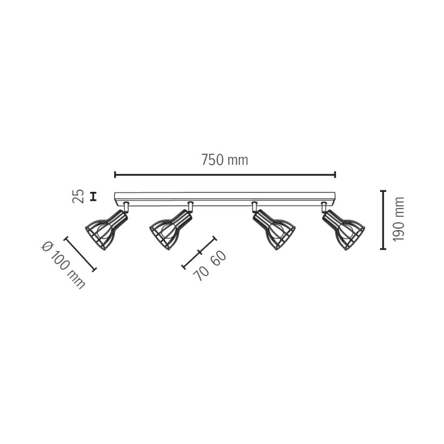 Bodové svietidlo MEGAN 4xE14/40W/230V dub – FSC certifikované