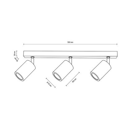 LED Stropné bodové svietidlo MATTI 3xGU10/5W/230V dub – FSC certifikované