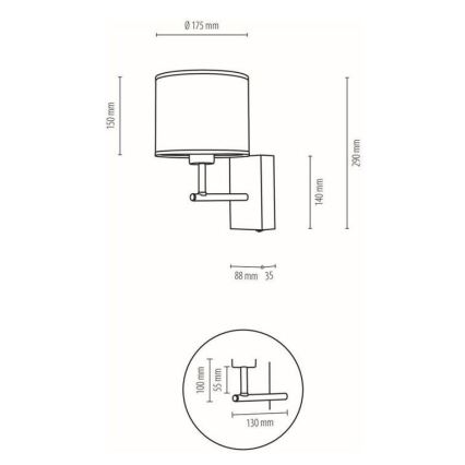 Nástenná lampa BOHO 1xE27/25W/230V dub – FSC certifikované