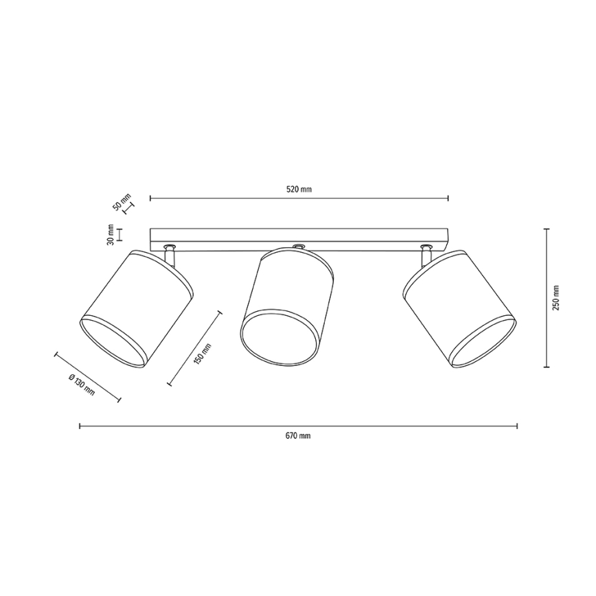 Stropné bodové svietidlo BOHO 3xE27/25W/230V dub – FSC certifikované