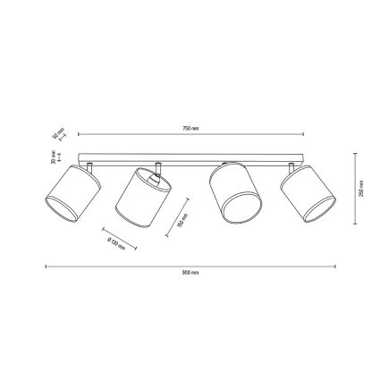 Stropné bodové svietidlo BOHO 4xE27/25W/230V dub – FSC certifikované