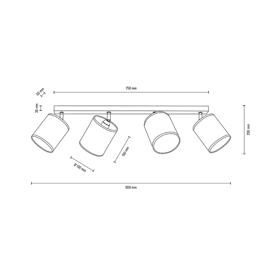 Stropné bodové svietidlo BOHO 4xE27/25W/230V dub – FSC certifikované