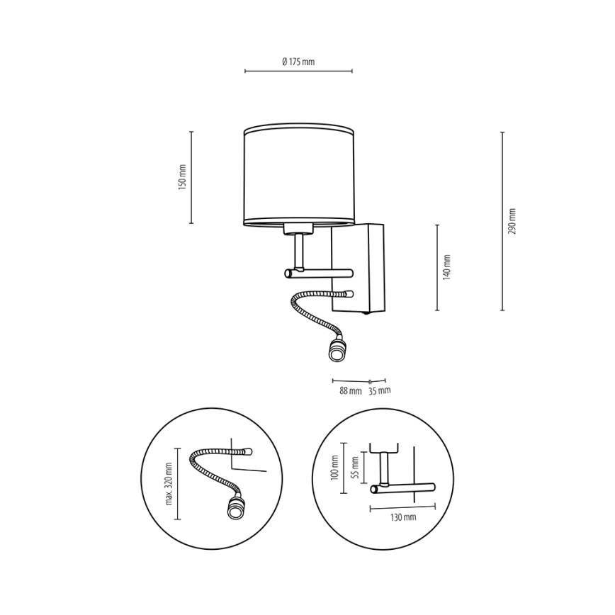 LED Nástenná lampa BOHO 1xE27/25W/230V + LED/1W/230V dub