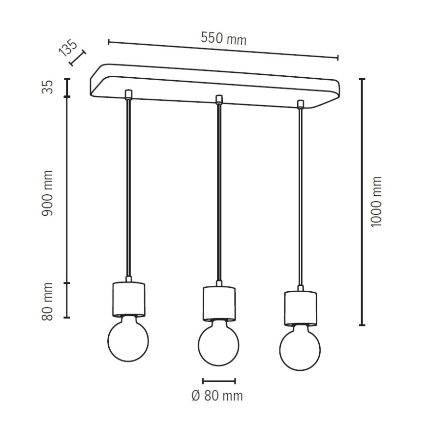 Luster na lanku STRONG 3xE27/60W/230V betón
