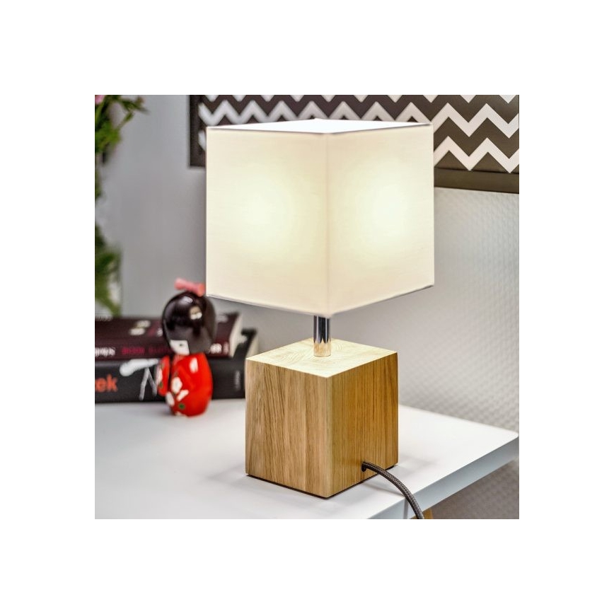 Stolná lampa TRONGO SQUARE 1xE27/25W/230V dub – FSC certifikované