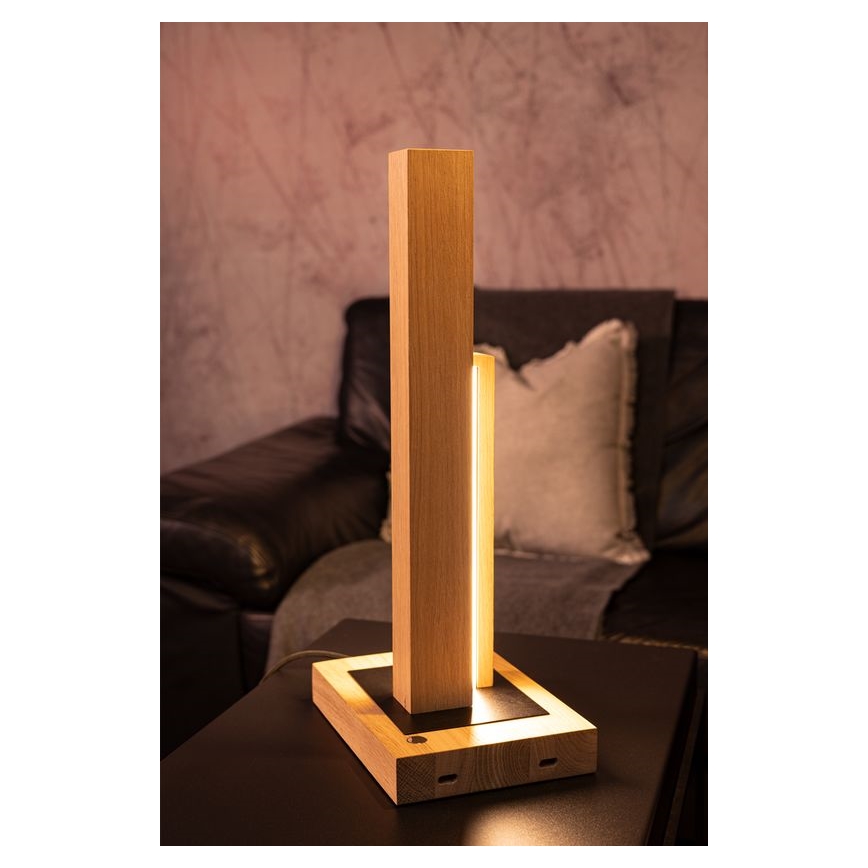 LED Stmievateľná stolná lampa SOHO BLACK LED/10W/230V 45 cm dub – FSC certifikované