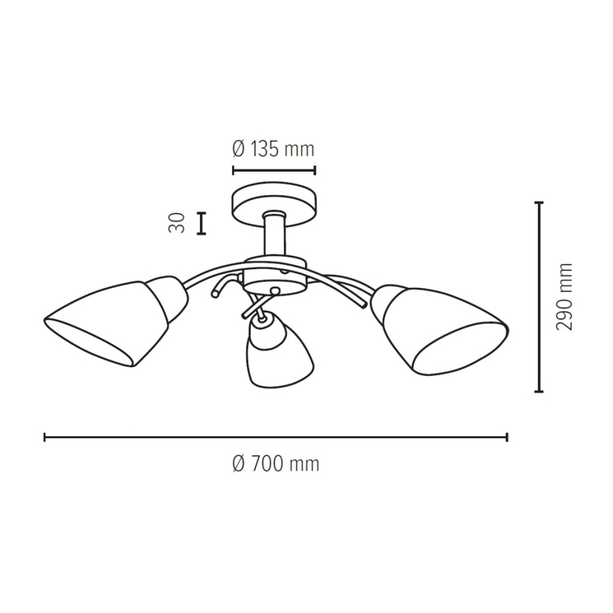 Prisadený luster VILETTA 3xE27/60W/230V dub – FSC certifikované