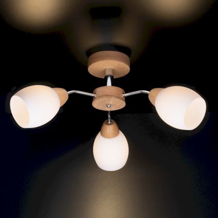 Prisadený luster PARMA 3xE27/40W/230V dub – FSC certifikované