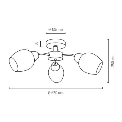 Prisadený luster PARMA 3xE27/40W/230V dub – FSC certifikované