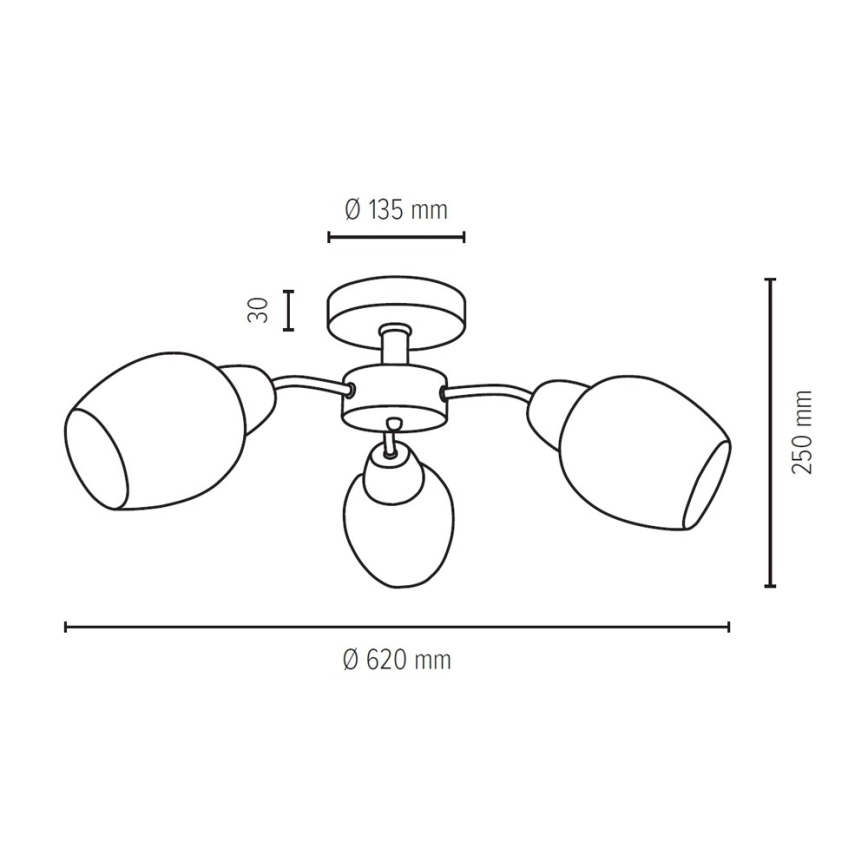 Prisadený luster PARMA 3xE27/40W/230V dub – FSC certifikované