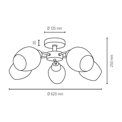 Prisadený luster PARMA 5xE27/40W/230V dub – FSC certifikované