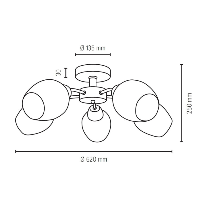 Prisadený luster PARMA 5xE27/40W/230V dub – FSC certifikované