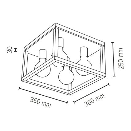 Stropné svietidlo KAGO 4xE27/60W/230V dub – FSC certifikované