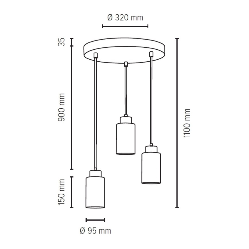 Luster na lanku KARLA 3xE27/60W/230V betón