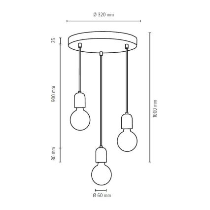 Luster na lanku AMORY 3xE27/60W/230V betón