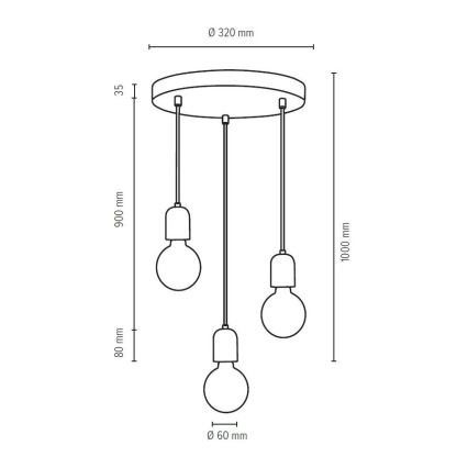 Luster na lanku AMORY 3xE27/60W/230V betón – FSC certifikované