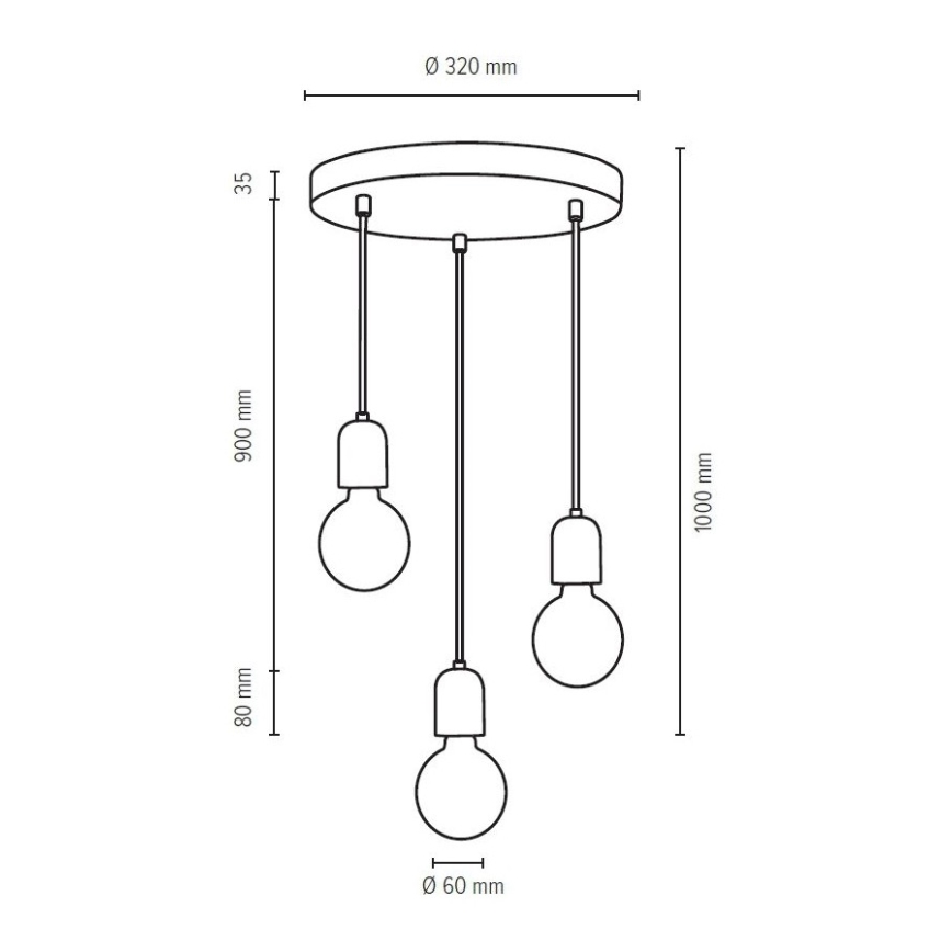 Luster na lanku AMORY 3xE27/60W/230V betón